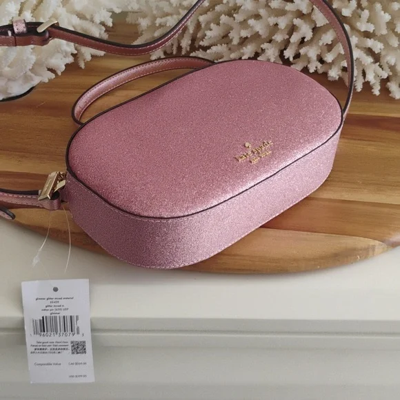 Kate Spade 💥NWT💥 Glimmer Oval Camera Bag Pink Mitten Crossbody Bag. NEW! - Picture 7 of 17